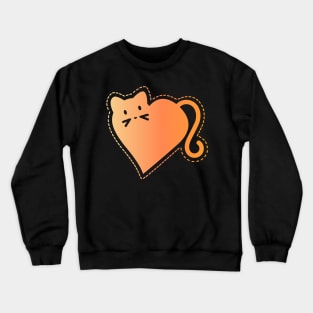 Heart Cat in Orange Crewneck Sweatshirt